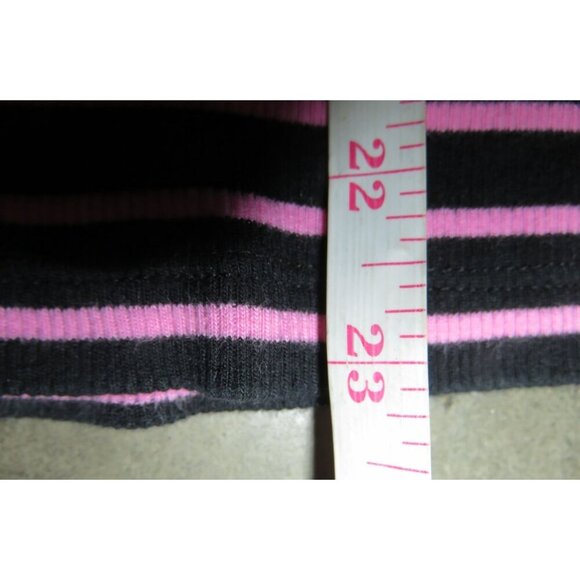 Ralph Lauren Pink & Black Striped long sleeve leather shoulders sweater size XL - Picture 7 of 8